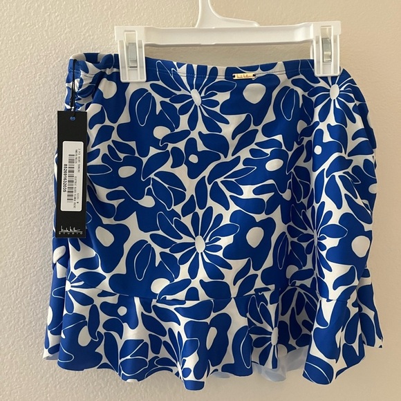 NWT Nicole Miller Electric Blue Floral Swim Skirt Medium - Picture 4 of 4